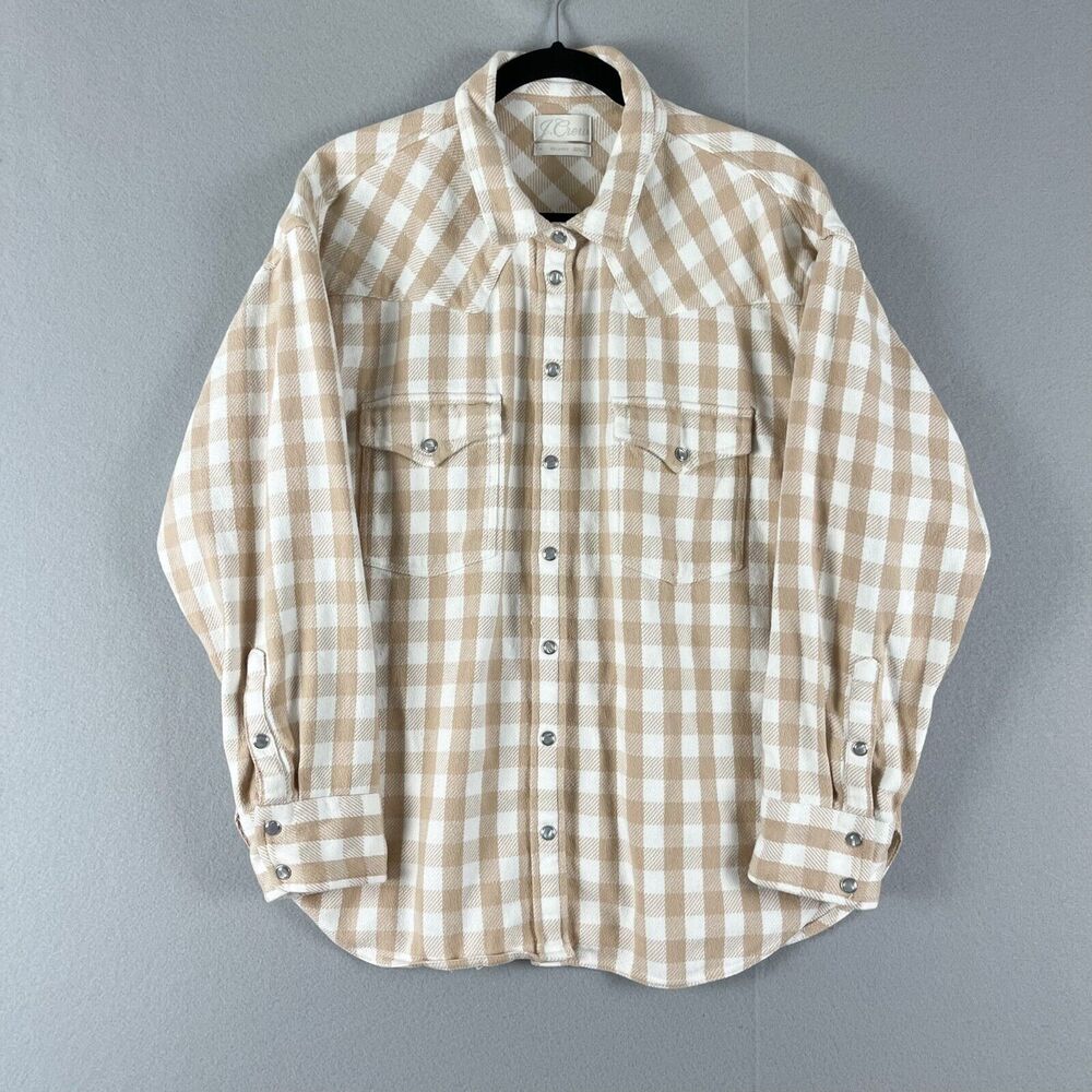 J. Crew Shirt Jacket Shacket Womens 14 Buffalo Relaxed Check Pearl Snap Western